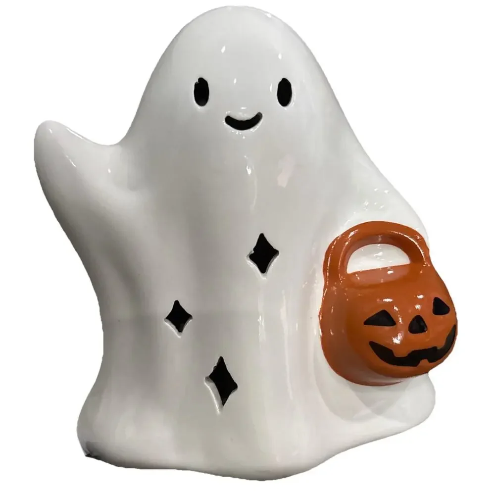 2023 Target Bullseye Playground Halloween LED Light Up Ceramic Ghost Decoration